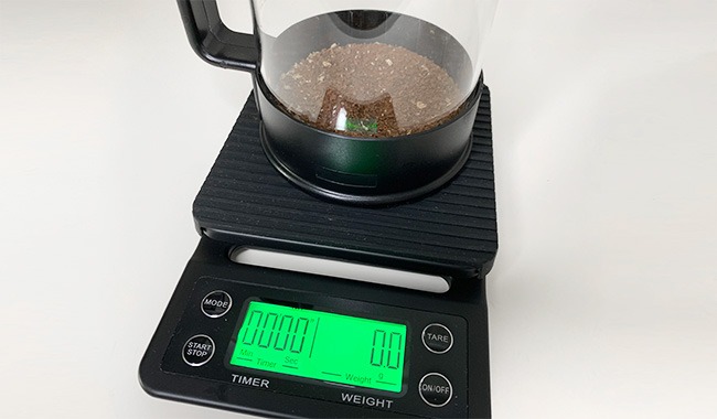 step 2 pour 30g into french press and tare