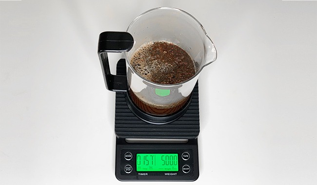 step 3 pour hot water into french press
