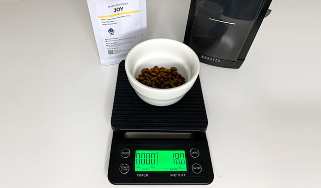 step 2 grind 18g coffee