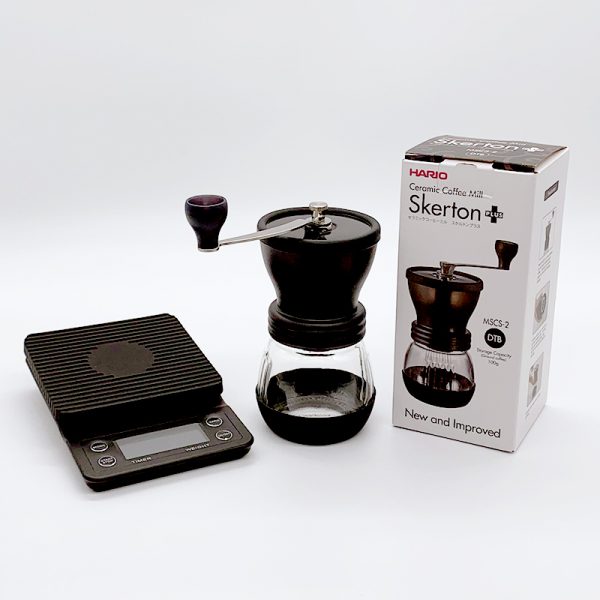 Precision Kit Hario Skerton and coffee scale