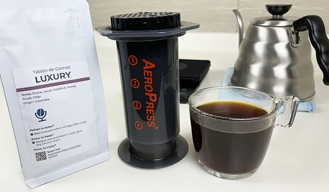 step 8 remove aeropress for an enjoyable cup of black coffee