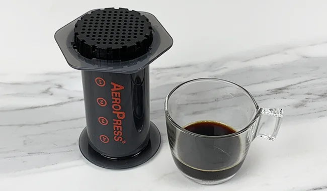 enjoy your double shot espresso aeropress/ add ice for iced coffee