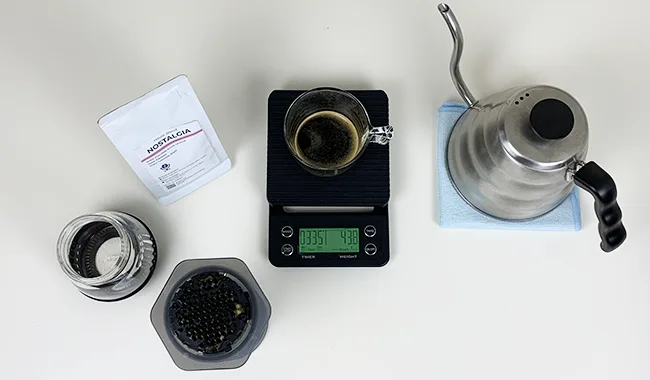 aeropress espresso recipe step 10 weigh shot yield